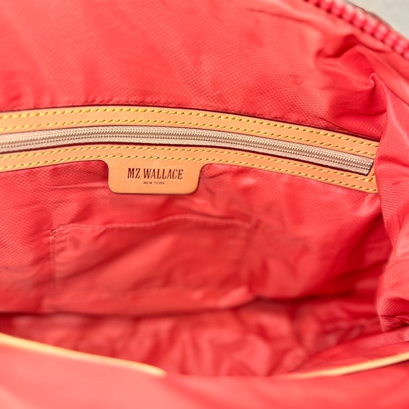 MZ Wallace Coral Polka Dot Medium Sutton Quilted Tote Bag Print w/STRAP RARE HTF - Picture 9 of 13